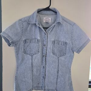 100% Cotton Light Blue Denim Short Sleeve Shirt